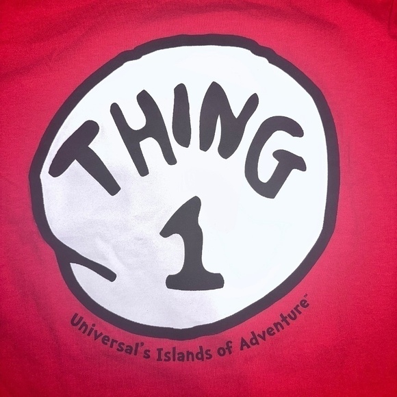 Universal Studios Thing 1 Red Cat in the Hat Adult Size S Cotton - Picture 2 of 3